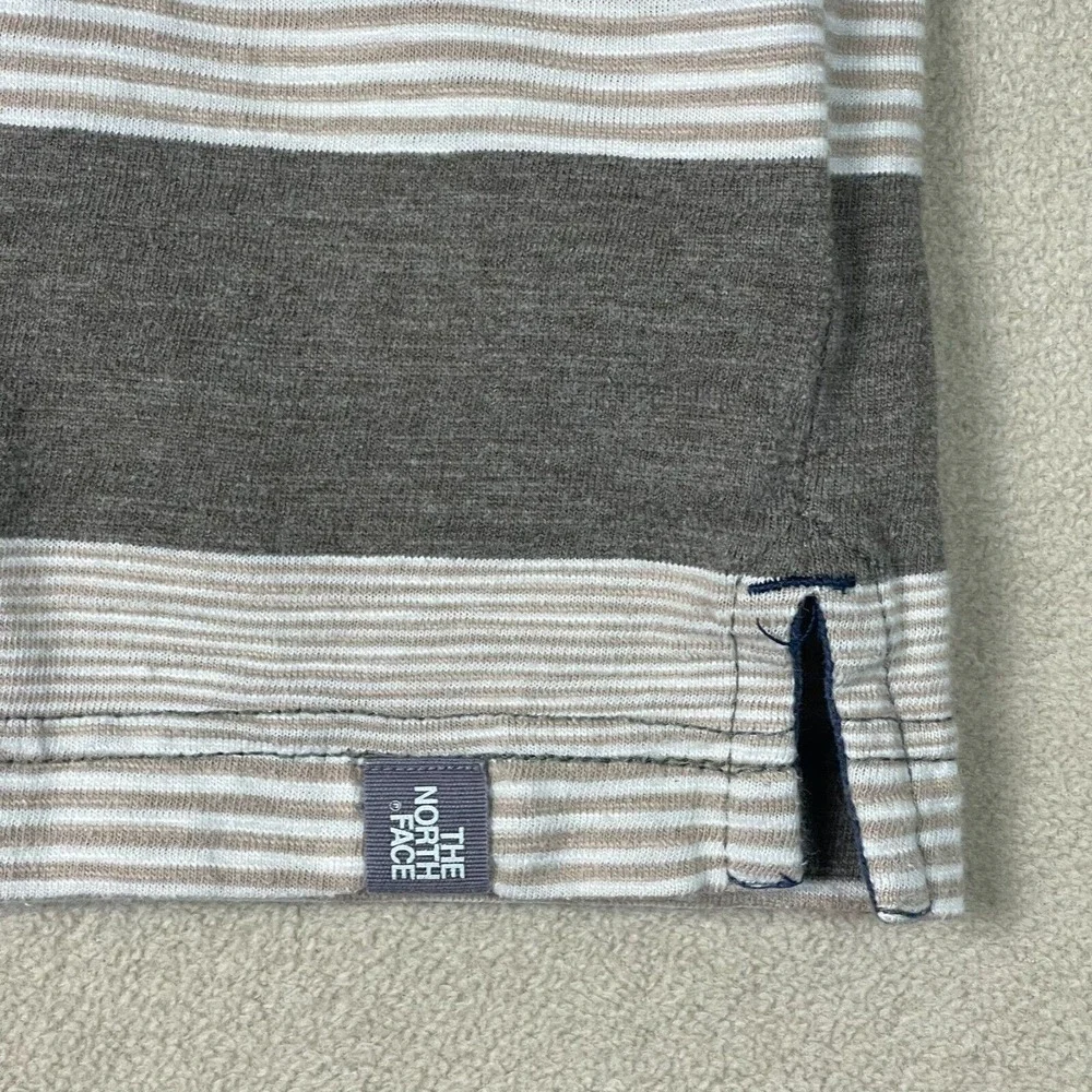 The North Face‎ Polo Shirt Adult Mens Large Brown/Cream Striped Outdoor Pocket